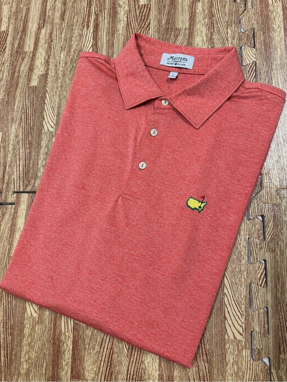 Masters Tech Augusta Peter Millar Shirt Mens Large Pink Golf Polo Short Sleeve